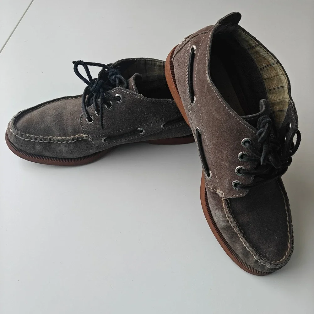Sperry Top-Sider Mens 8M Bahama Chukka Grey Suede Leather Boat Shoe Boots